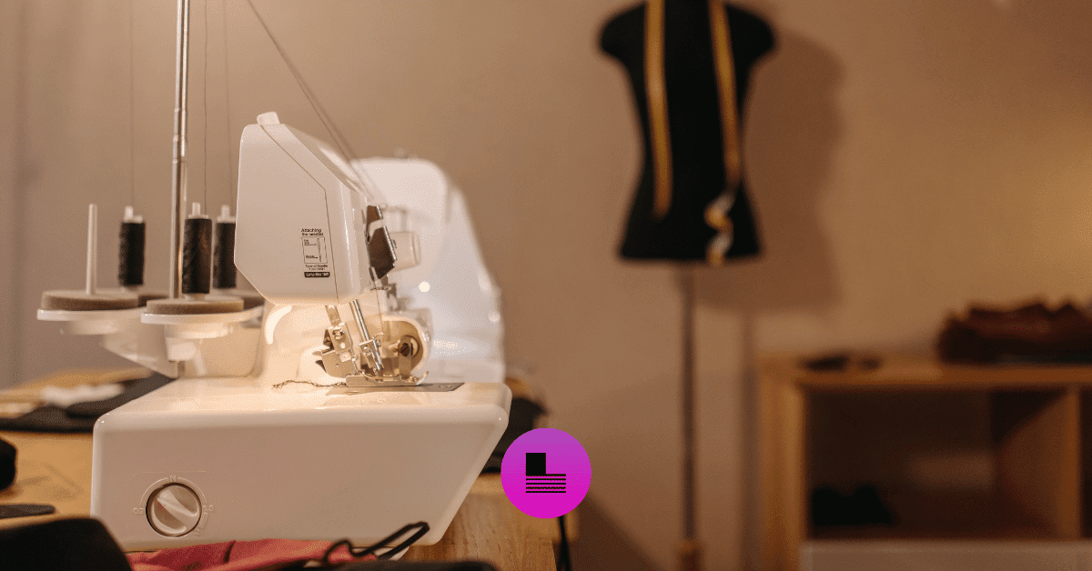 A photo of a sewing machine in a bridal shop