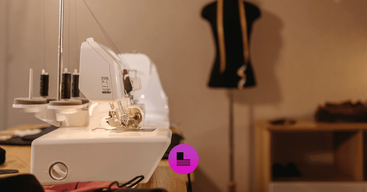 A photo of a sewing machine in a bridal shop
